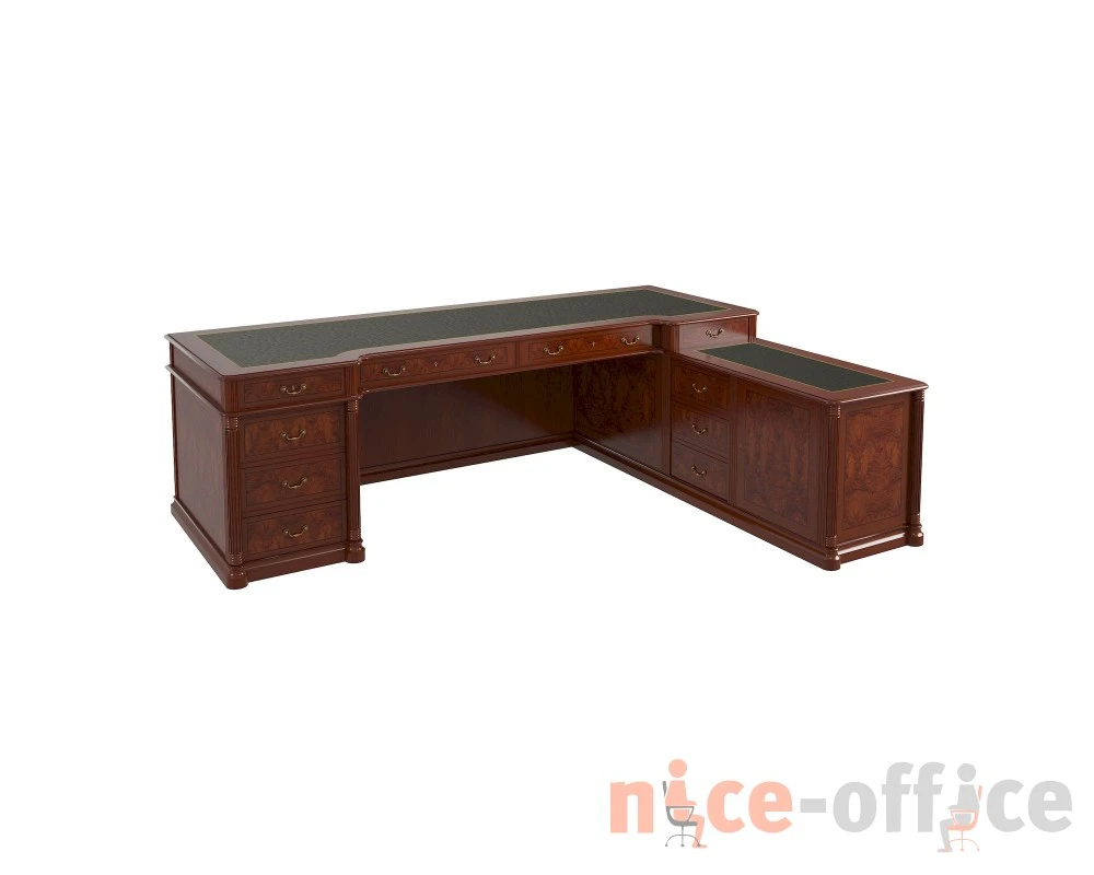 Стол руководителя полуглянцевый, кожа, правый 2500х1900х780 Artmoble