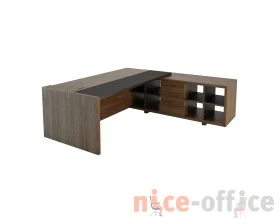 Стол руководителя с модулем полуглянцевый/лакированный, кожа, правый 2140х2265х750 Freeport images