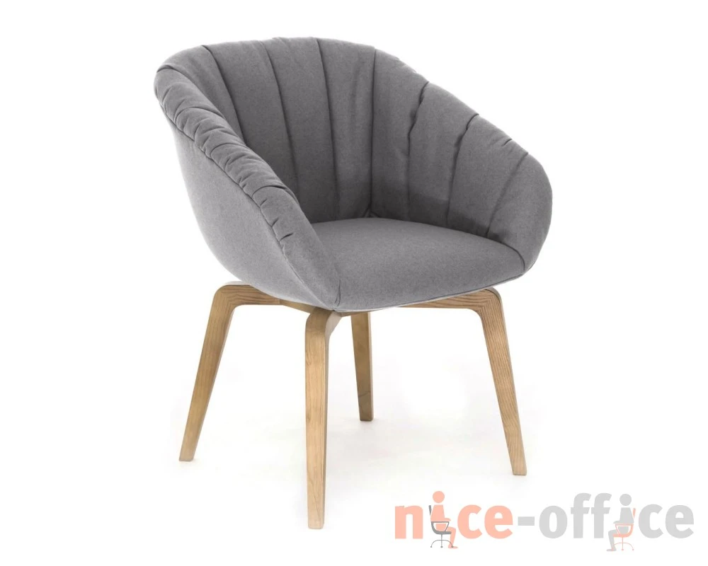 Кресло Alma Wood Soft Войлок, Светло-серый