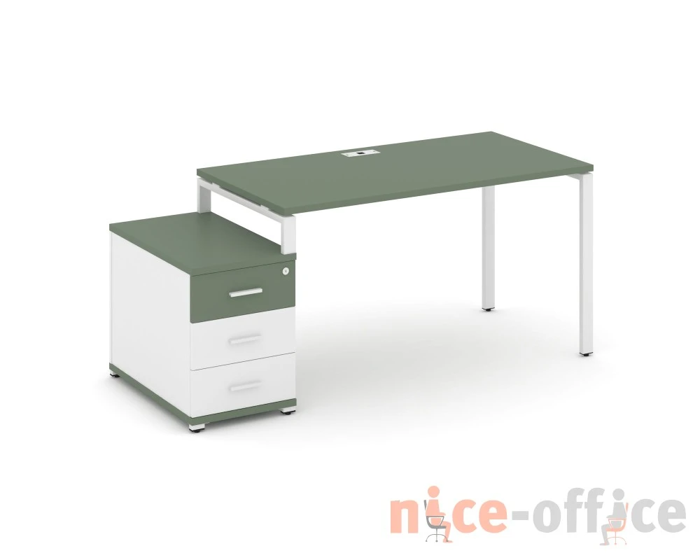 Стол письменный с 1 опорной тумбой CN.SP-304 W 1580/1946x720x750 Концепт / Concept