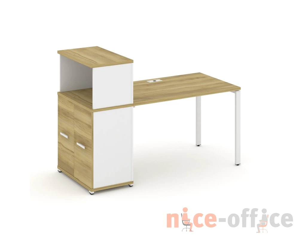 Стол рабочий с опорным распаш. шкафом с надставкой низ. CN.SP-226 W 1600x720x1140 Концепт / Concept