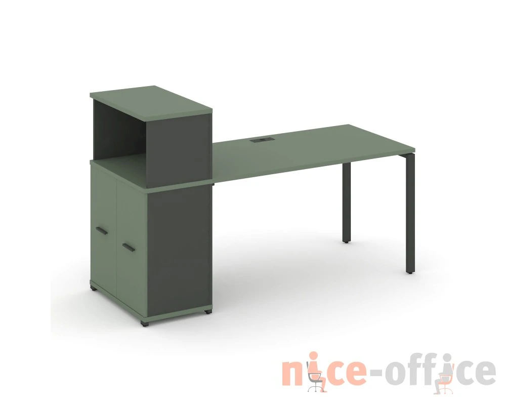 Стол рабочий с опорным распаш. шкафом с надставкой низ. CN.SP-226 W 1600x720x1140 Концепт / Concept