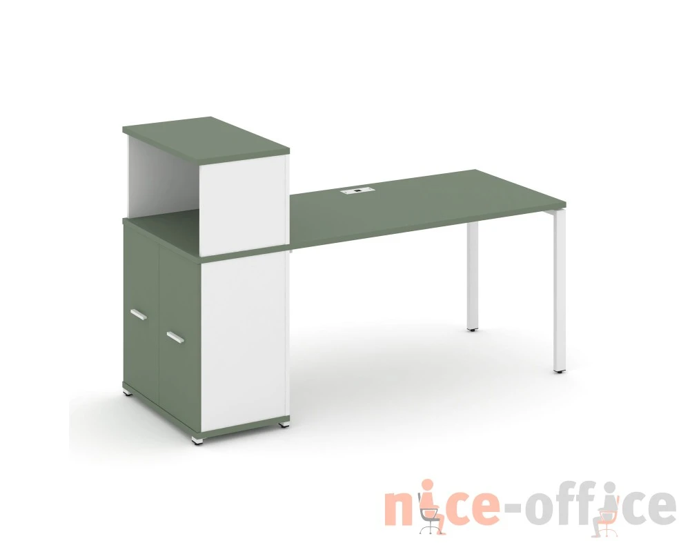 Стол рабочий с опорным распаш. шкафом с надставкой низ. CN.SP-226 W 1600x720x1140 Концепт / Concept