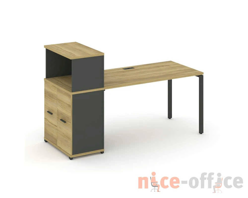 Стол рабочий с опорным распаш. шкафом с надставкой низ. CN.SP-227 W 1800x720x1140 Концепт / Concept