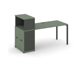Стол рабочий с опорным распаш. шкафом с надставкой низ. CN.SP-228 W 2000x720x1140 Концепт / Concept images