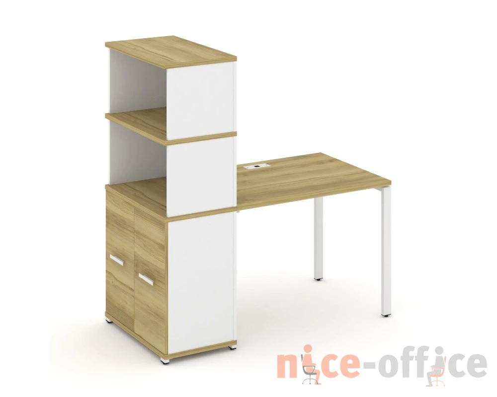 Стол рабочий с опорным распаш. шкафом с надставкой выс. CN.SP-229 W 1400x720x1530 Концепт / Concept