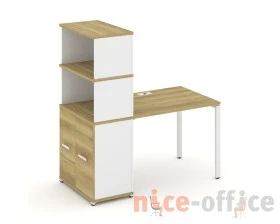 Стол рабочий с опорным распаш. шкафом с надставкой выс. CN.SP-229 W 1400x720x1530 Концепт / Concept images