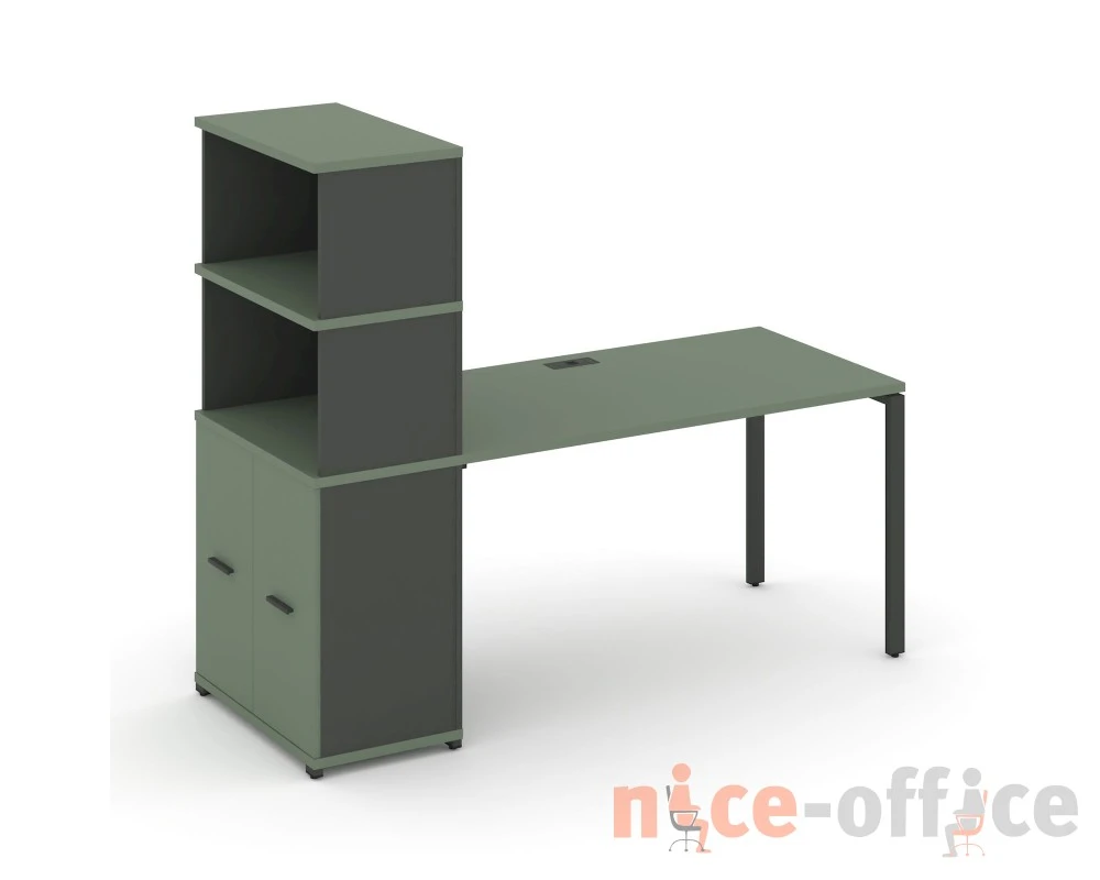 Стол рабочий с опорным распаш. шкафом с надставкой выс. CN.SP-229 W 1400x720x1530 Концепт / Concept