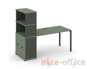 Стол рабочий с опорным распаш. шкафом с надставкой выс. CN.SP-229 W 1400x720x1530 Концепт / Concept images