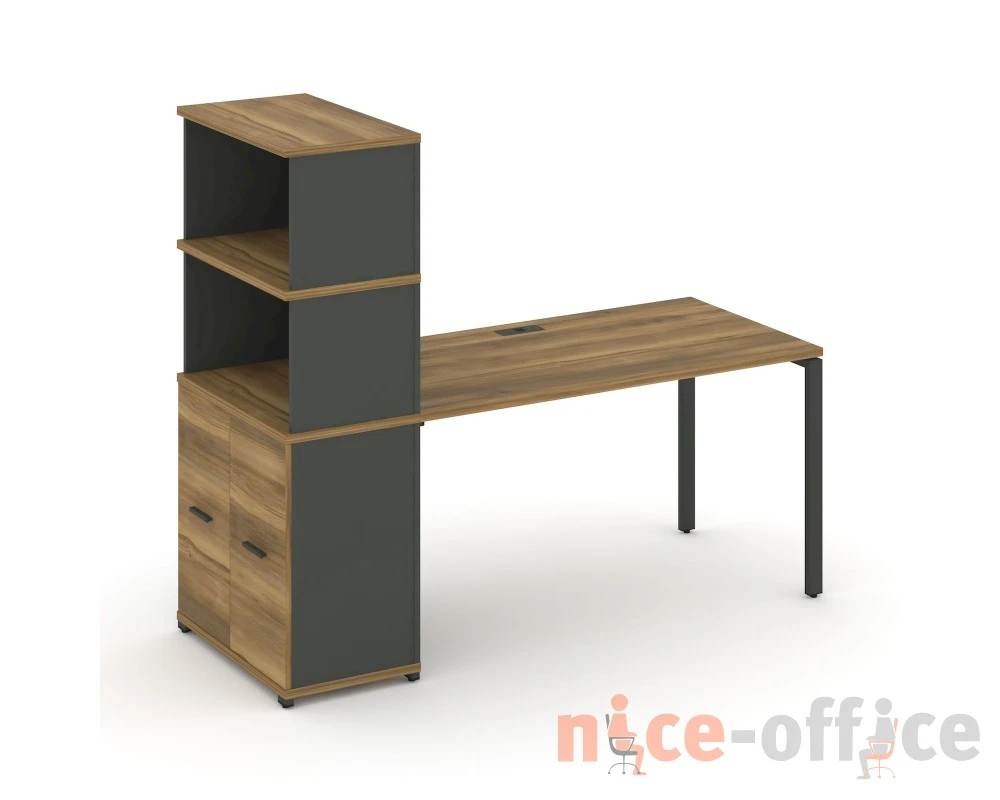 Стол рабочий с опорным распаш. шкафом с надставкой выс. CN.SP-229 W 1400x720x1530 Концепт / Concept