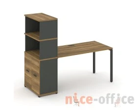 Стол рабочий с опорным распаш. шкафом с надставкой выс. CN.SP-229 W 1400x720x1530 Концепт / Concept images