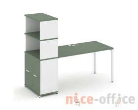 Стол рабочий с опорным распаш. шкафом с надставкой выс. CN.SP-229 W 1400x720x1530 Концепт / Concept images