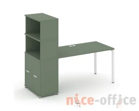Стол рабочий с опорным распаш. шкафом с надставкой выс. CN.SP-229 W 1400x720x1530 Концепт / Concept images
