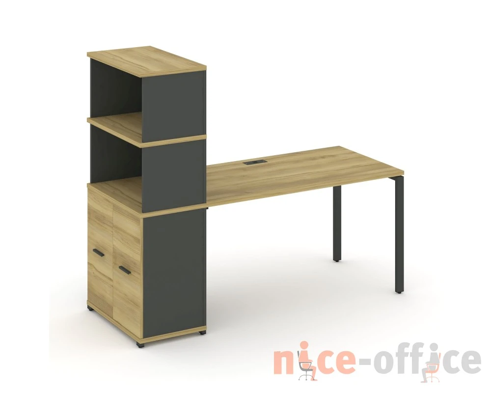 Стол рабочий с опорным распаш. шкафом с надставкой выс. CN.SP-229 W 1400x720x1530 Концепт / Concept