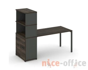 Стол рабочий с опорным распаш. шкафом с надставкой выс. CN.SP-229 W 1400x720x1530 Концепт / Concept images