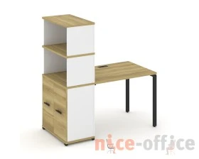 Стол рабочий с опорным распаш. шкафом с надставкой выс. CN.SP-229 W 1400x720x1530 Концепт / Concept images