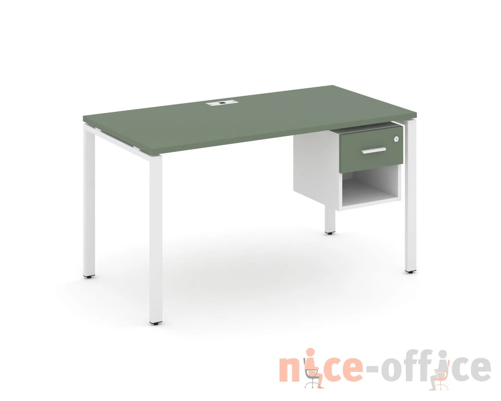 Стол рабочий с подвесной тумбой 1 открытой нишей и одним ящ. CN.SP-118 W 1180x720x750 Концепт / Concept