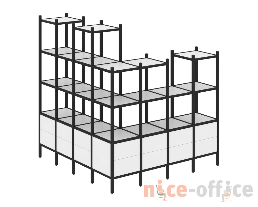 Угловой внешний стеллаж наборный L-55 1694x1694x1869 Лофт / Loft
