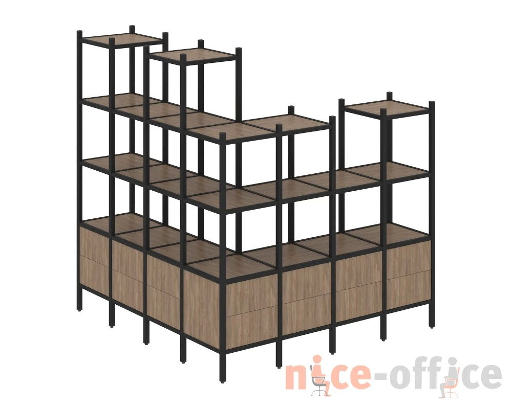 Угловой внешний стеллаж наборный L-55 1694x1694x1869 Лофт / Loft
