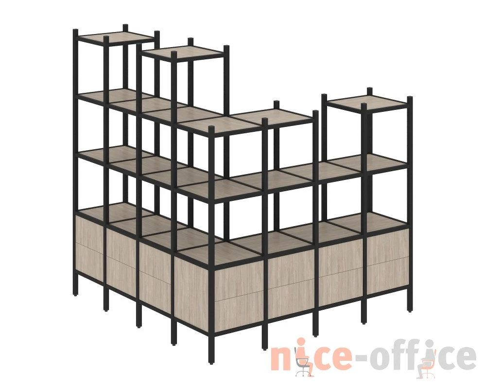 Угловой внешний стеллаж наборный L-55 1694x1694x1869 Лофт / Loft