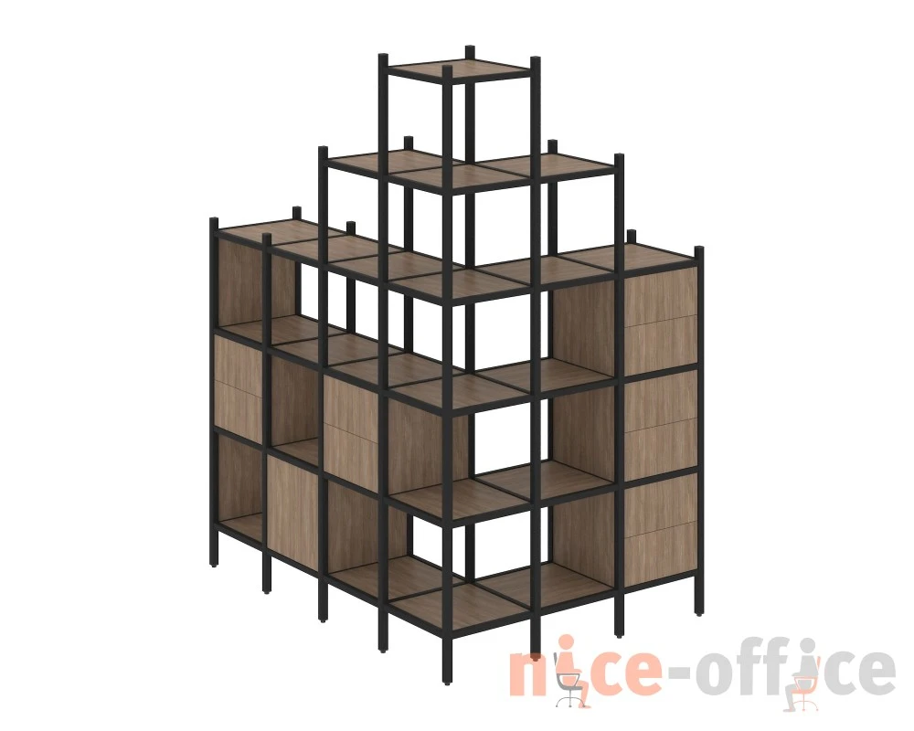 Угловой внешний стеллаж наборный L-56 1694x1278x2280 Лофт / Loft