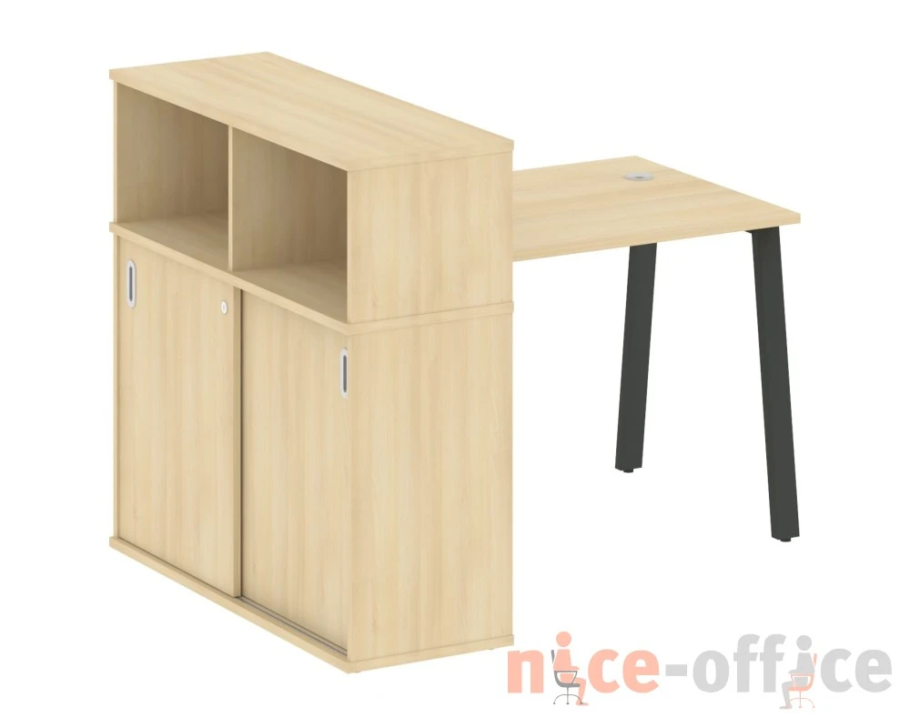 Стол письменный на А-образном м/к с опорным шкафом-купе 141x112x109,8 Метал Систем / Metal System