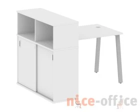 Стол письменный на А-образном м/к с опорным шкафом-купе 141x112x109,8 Метал Систем / Metal System images