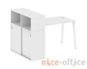 Стол письменный на А-образном м/к с опорным шкафом-купе 161x112x109,8 Метал Систем / Metal System images
