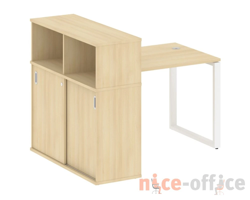 Стол письменный на О-образном м/к с опорным шкафом-купе 141x112x109,8 Метал Систем / Metal System
