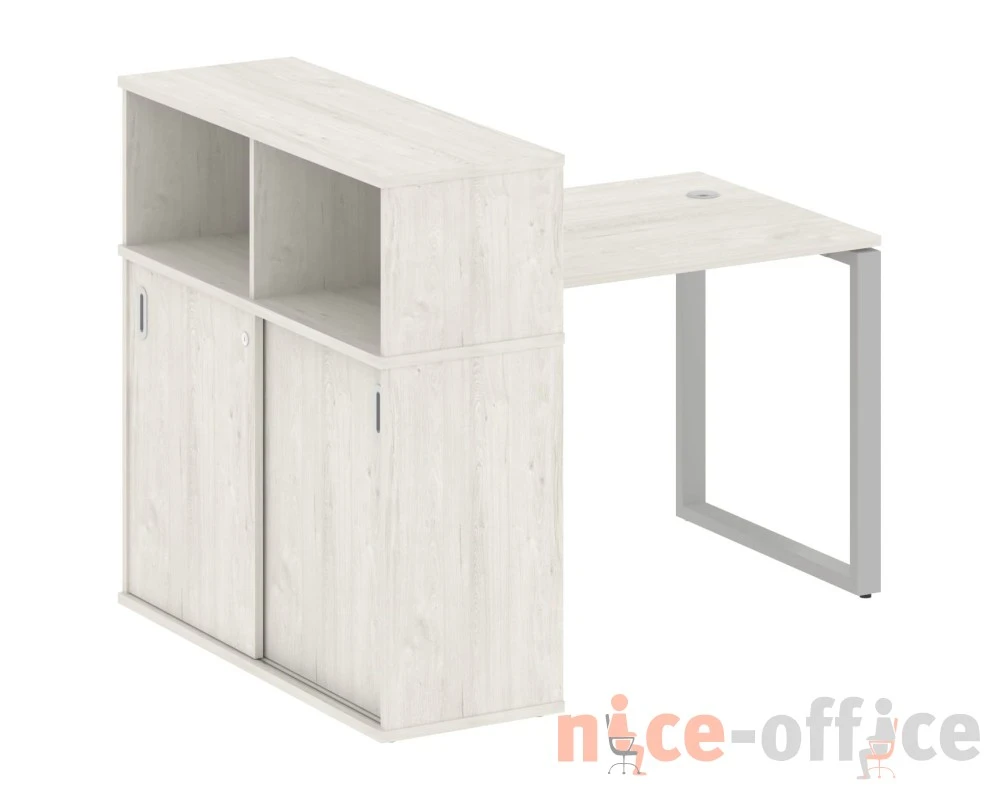 Стол письменный на О-образном м/к с опорным шкафом-купе 141x112x109,8 Метал Систем / Metal System