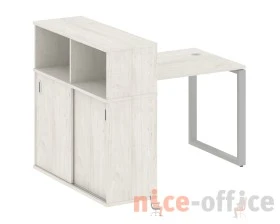 Стол письменный на О-образном м/к с опорным шкафом-купе 141x112x109,8 Метал Систем / Metal System images