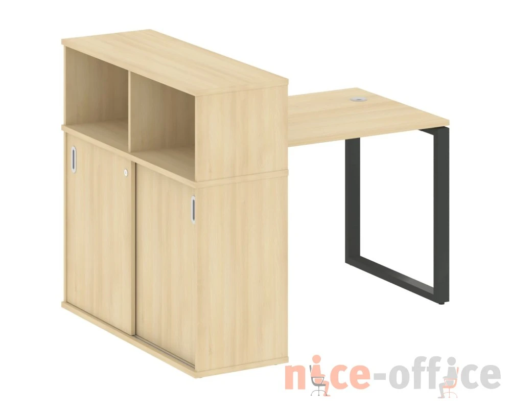 Стол письменный на О-образном м/к с опорным шкафом-купе 141x112x109,8 Метал Систем / Metal System