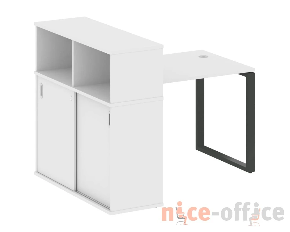 Стол письменный на О-образном м/к с опорным шкафом-купе 141x112x109,8 Метал Систем / Metal System