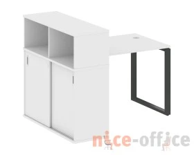 Стол письменный на О-образном м/к с опорным шкафом-купе 141x112x109,8 Метал Систем / Metal System images