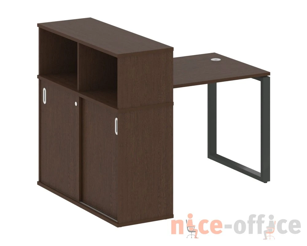 Стол письменный на О-образном м/к с опорным шкафом-купе 141x112x109,8 Метал Систем / Metal System