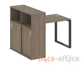 Стол письменный на О-образном м/к с опорным шкафом-купе 141x112x109,8 Метал Систем / Metal System images