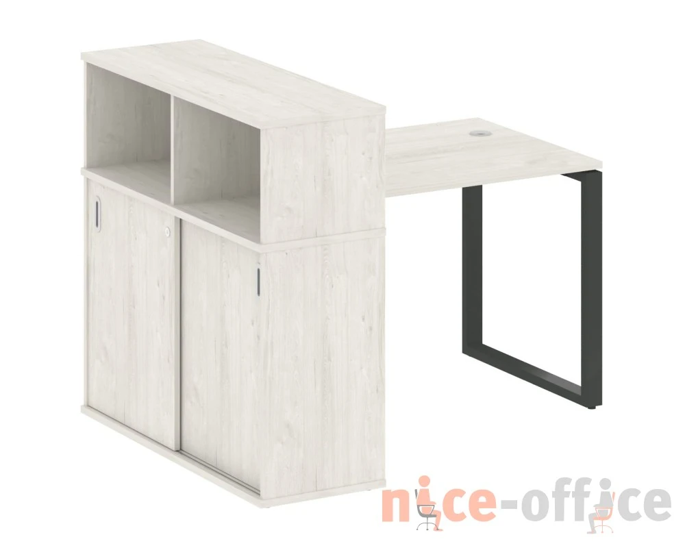 Стол письменный на О-образном м/к с опорным шкафом-купе 141x112x109,8 Метал Систем / Metal System