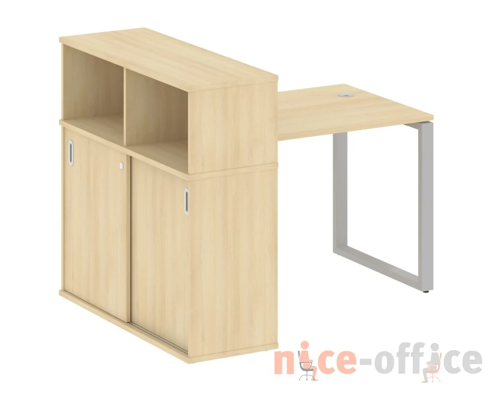Стол письменный на О-образном м/к с опорным шкафом-купе 141x112x109,8 Метал Систем / Metal System