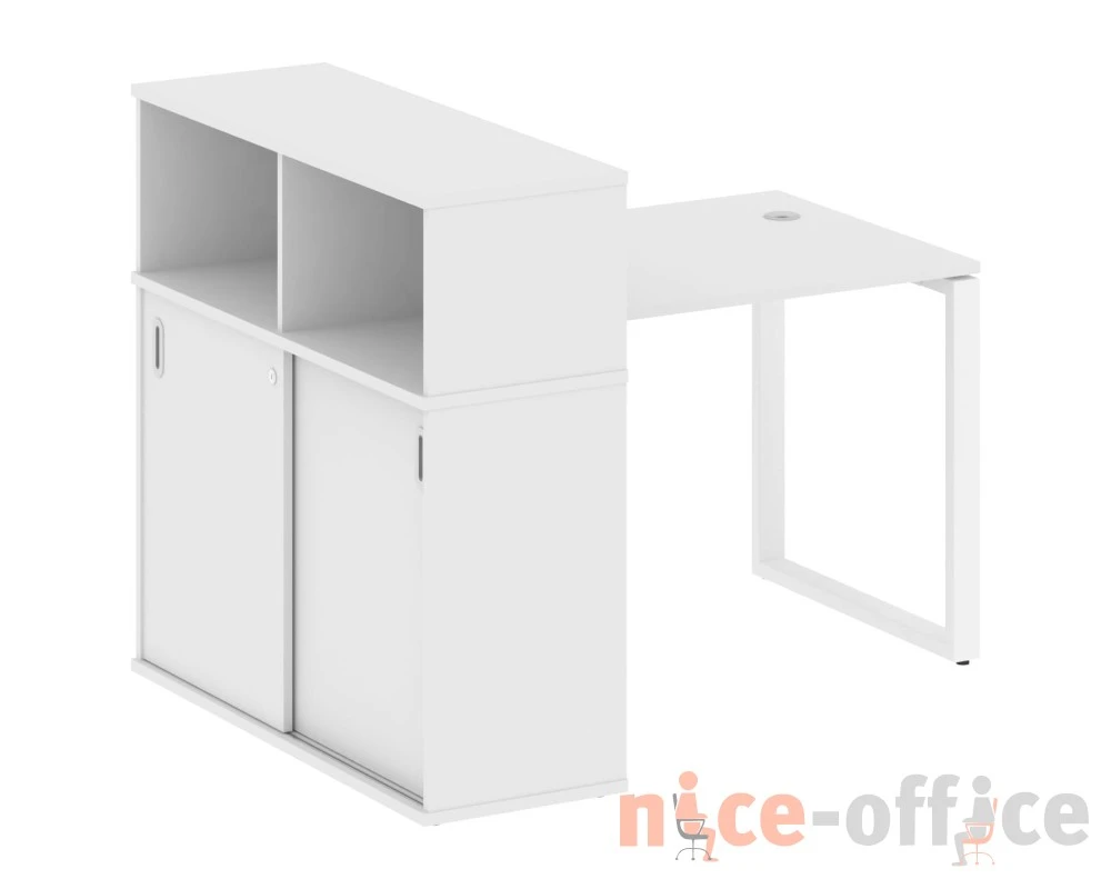 Стол письменный на О-образном м/к с опорным шкафом-купе 141x112x109,8 Метал Систем / Metal System