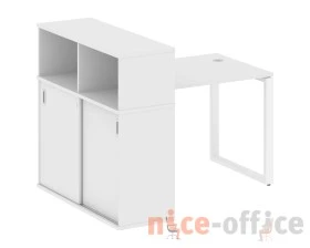 Стол письменный на О-образном м/к с опорным шкафом-купе 141x112x109,8 Метал Систем / Metal System images