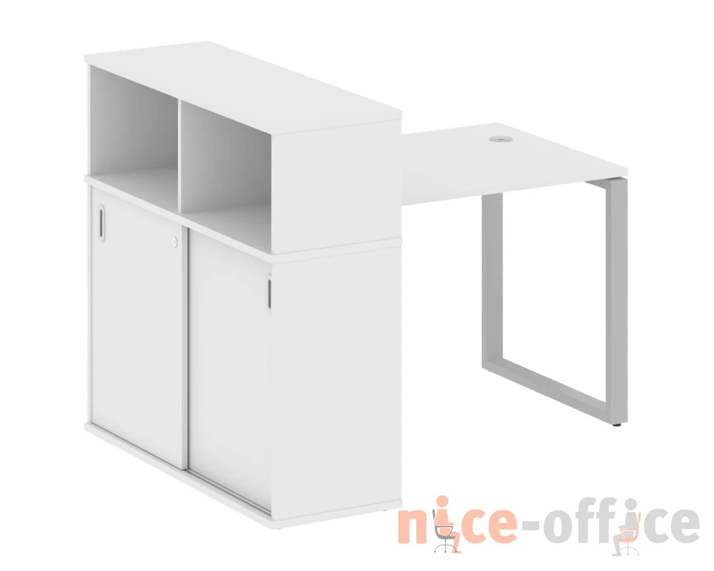 Стол письменный на О-образном м/к с опорным шкафом-купе 141x112x109,8 Метал Систем / Metal System