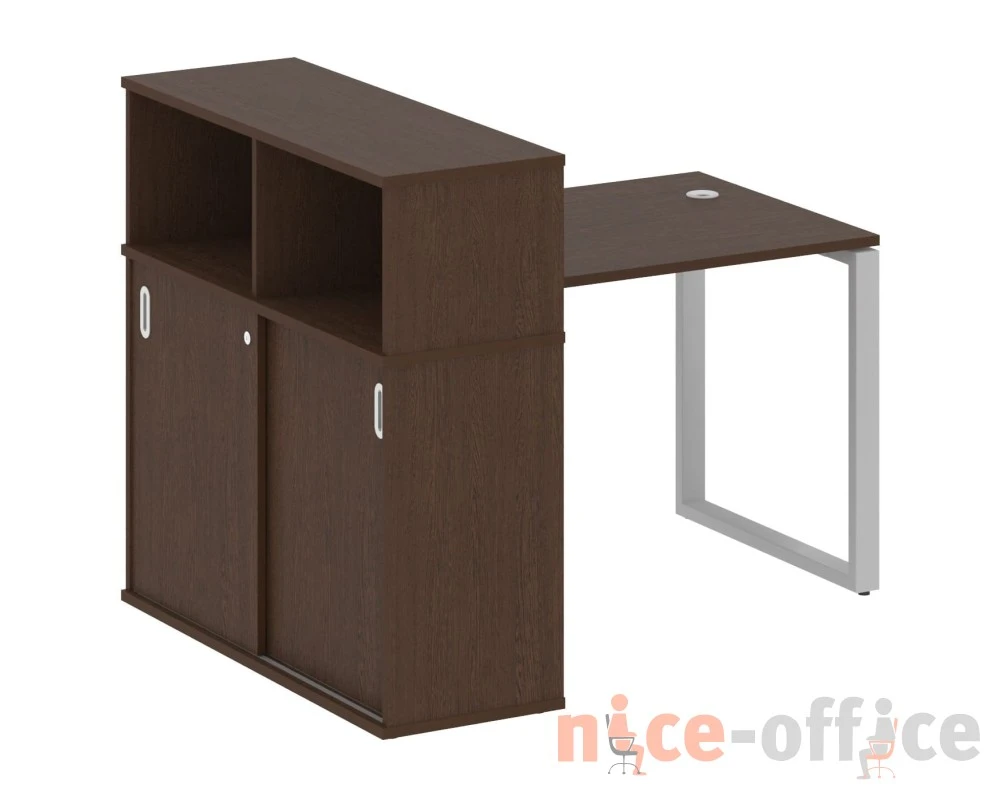 Стол письменный на О-образном м/к с опорным шкафом-купе 141x112x109,8 Метал Систем / Metal System