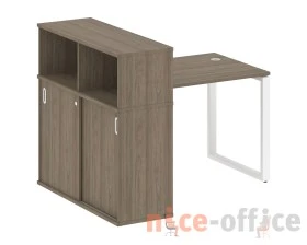 Стол письменный на О-образном м/к с опорным шкафом-купе 141x112x109,8 Метал Систем / Metal System images