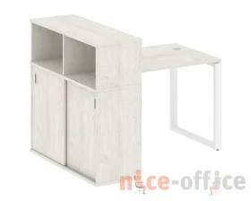 Стол письменный на О-образном м/к с опорным шкафом-купе 141x112x109,8 Метал Систем / Metal System images