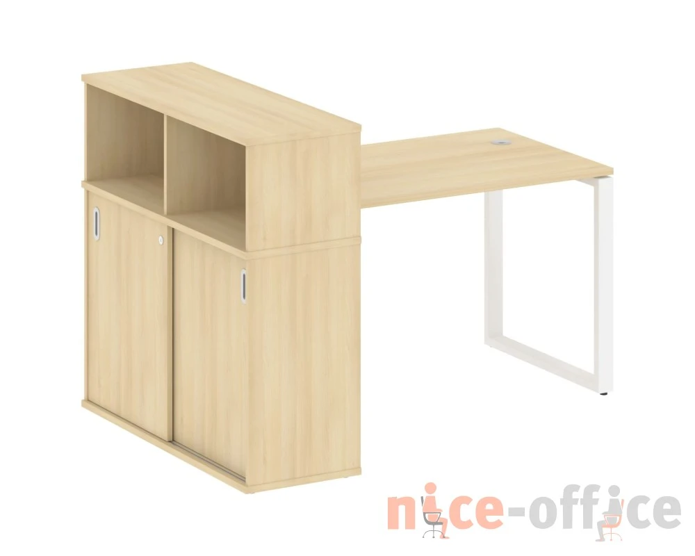 Стол письменный на О-образном м/к с опорным шкафом-купе 161x112x109,8 Метал Систем / Metal System