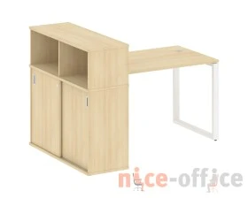 Стол письменный на О-образном м/к с опорным шкафом-купе 161x112x109,8 Метал Систем / Metal System images