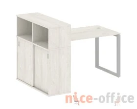 Стол письменный на О-образном м/к с опорным шкафом-купе 161x112x109,8 Метал Систем / Metal System images
