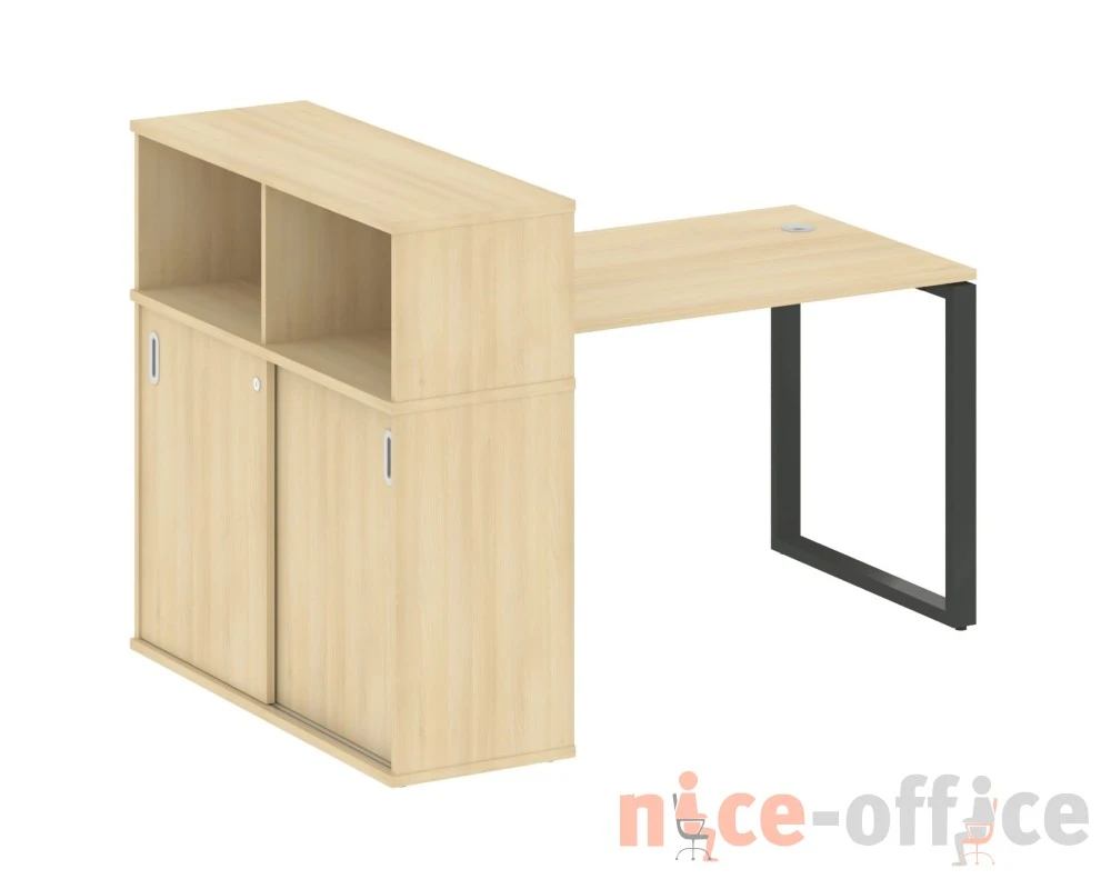 Стол письменный на О-образном м/к с опорным шкафом-купе 161x112x109,8 Метал Систем / Metal System