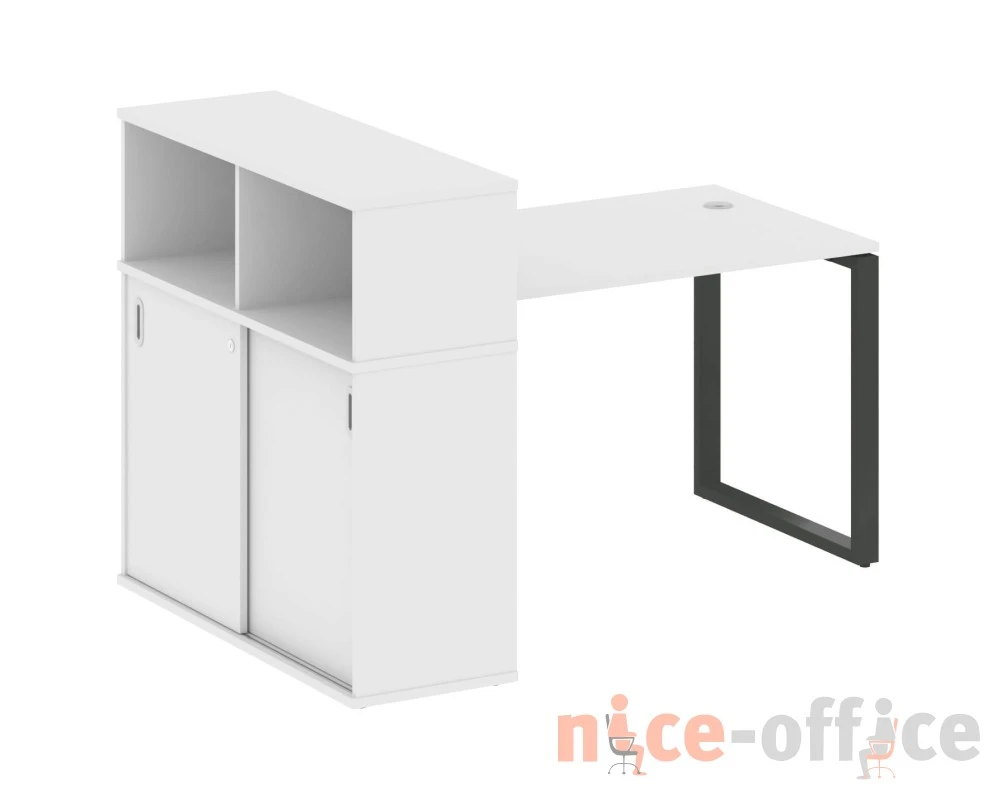 Стол письменный на О-образном м/к с опорным шкафом-купе 161x112x109,8 Метал Систем / Metal System
