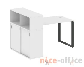 Стол письменный на О-образном м/к с опорным шкафом-купе 161x112x109,8 Метал Систем / Metal System images